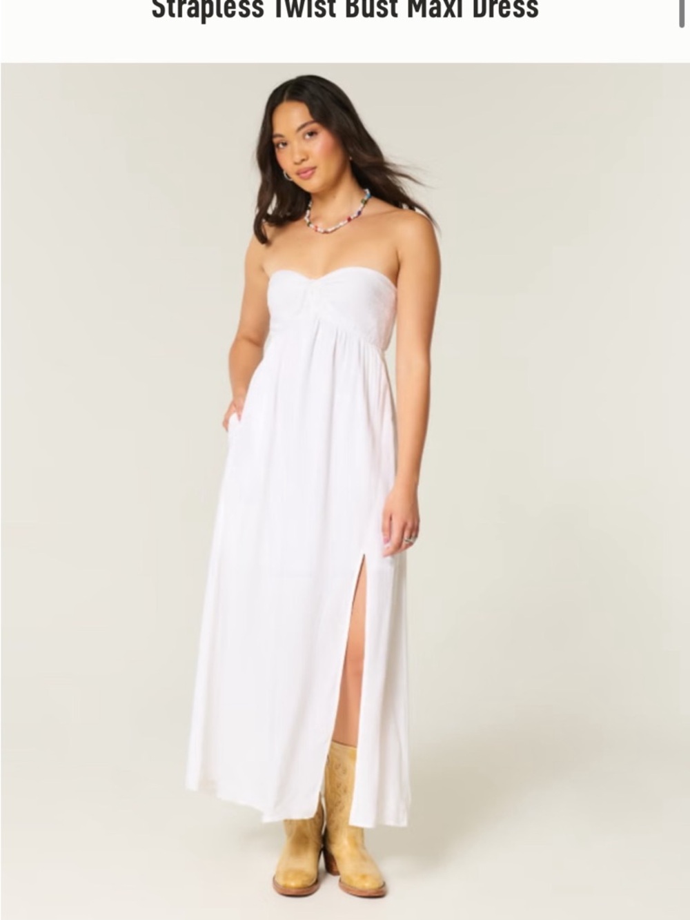 Hollister Strapless Twist Bust Maxi Dress - White